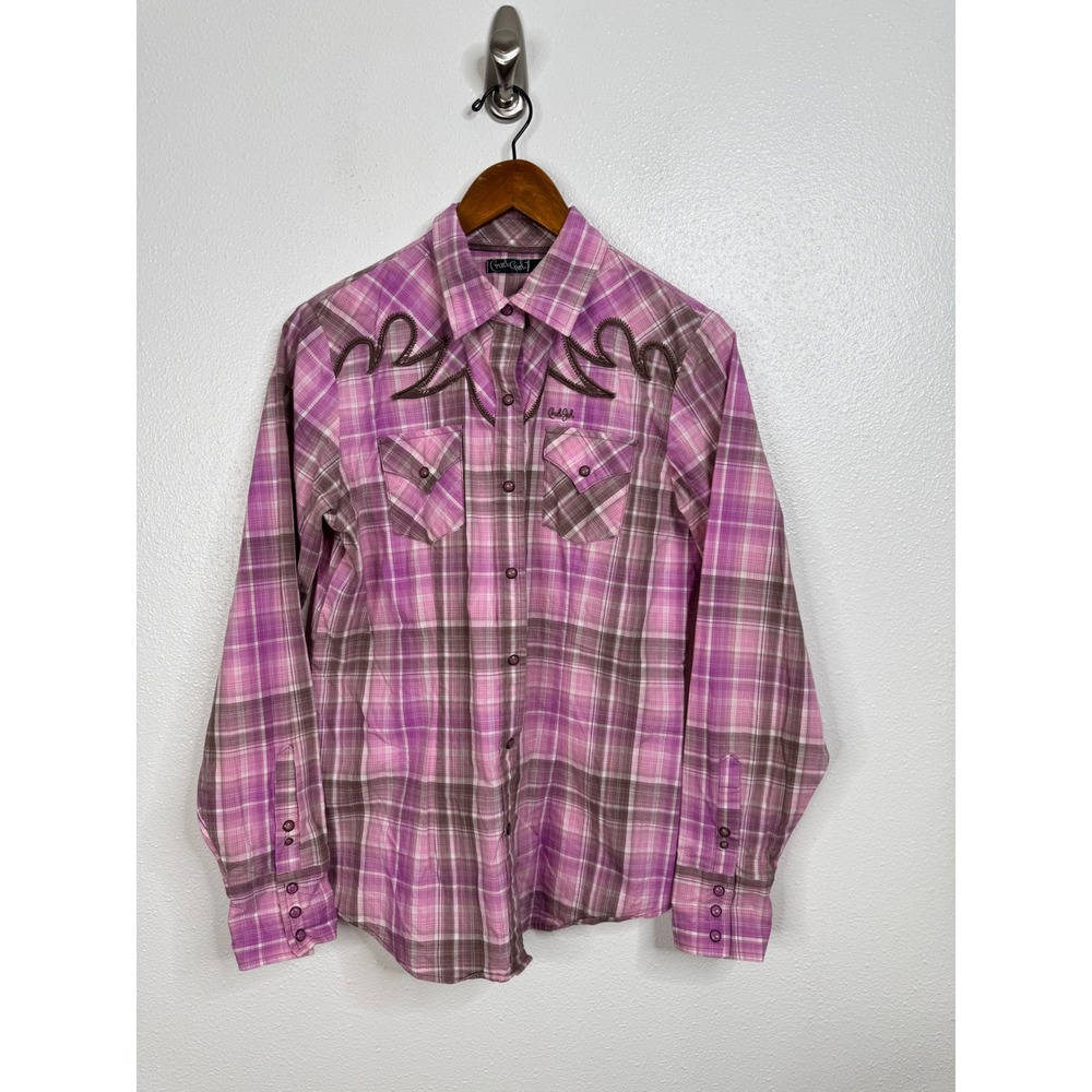 Cruel Girl Pink Plaid Pearl‎ Snap Shirt Size Large